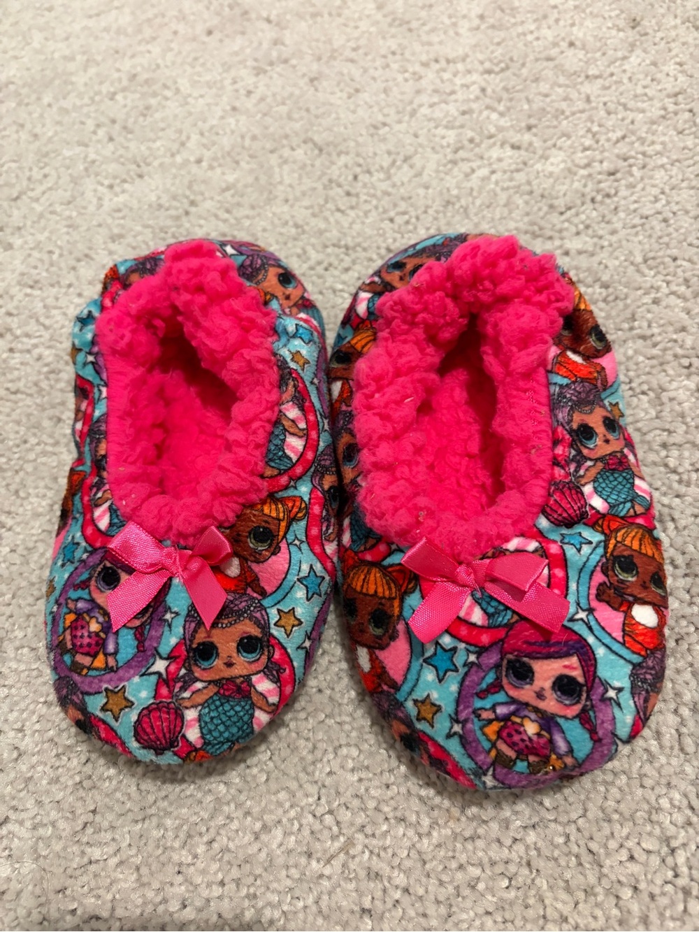 Kids Pink LOL Character Cozy One-Piece Slippers